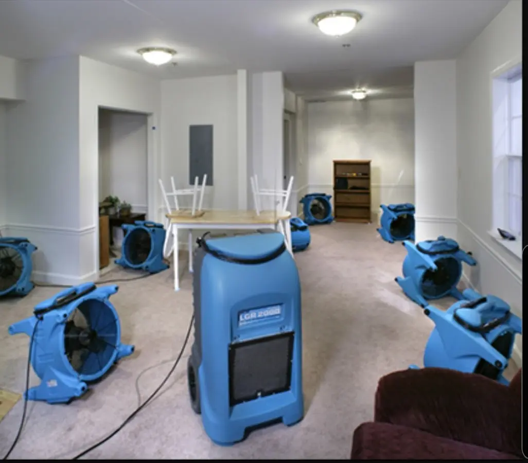 Air movers and dehumidifier setup for Water Extraction & Removal in Matteson